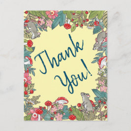 かわいい黄色ありがとうネズミマウスウッドランド ポストカード