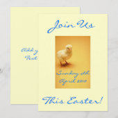 かわいい黄色いイースターの雛招待状 招待状 (正面/裏面)