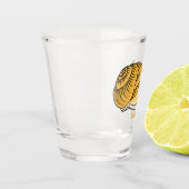 かわいい黄色いカタツムリ漫画のイラストレーション ショットグラス (左)