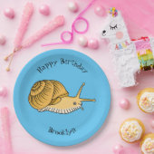 かわいい黄色いカタツムリ漫画のイラストレーション ペーパープレート (パーティー)