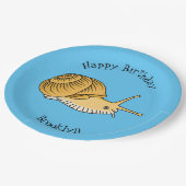 かわいい黄色いカタツムリ漫画のイラストレーション ペーパープレート (アングル)