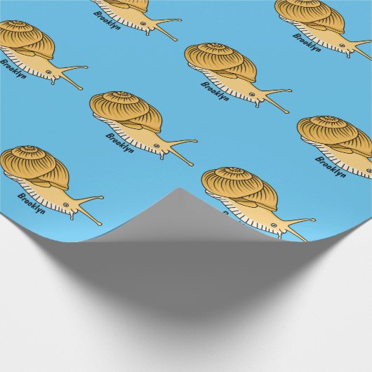 かわいい黄色いカタツムリ漫画のイラストレーション ラッピングペーパー (角)