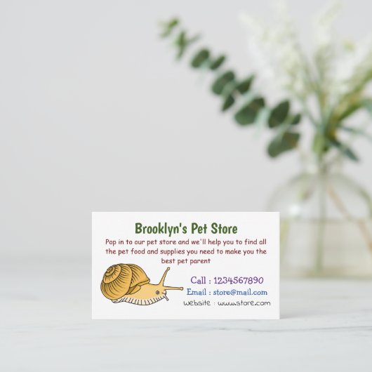 かわいい黄色いカタツムリ漫画のイラストレーション 名刺 (スタンド正面)