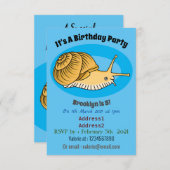 かわいい黄色いカタツムリ漫画のイラストレーション 招待状 (正面/裏面)