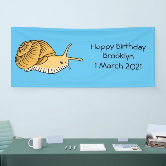 かわいい黄色いカタツムリ漫画のイラストレーション 横断幕 (トレードショー)