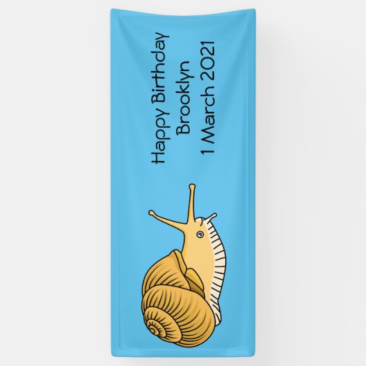 かわいい黄色いカタツムリ漫画のイラストレーション 横断幕 (縦)