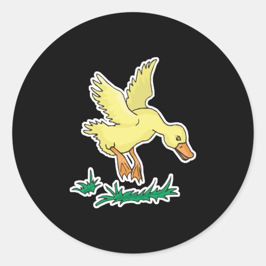 かわいい黄色いカモ ラウンドシール (正面)