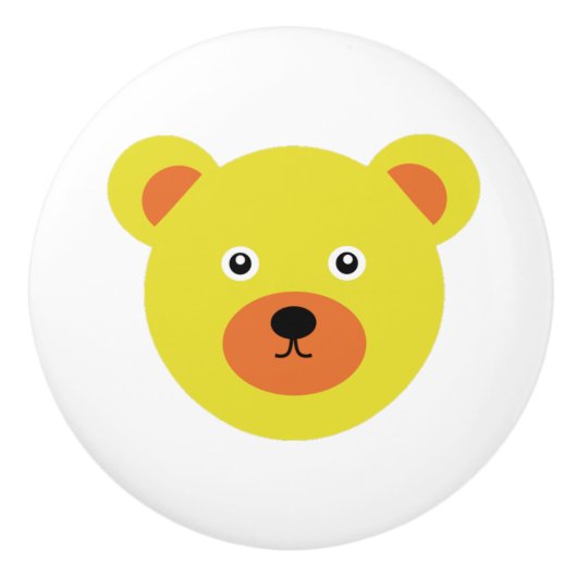 かわいい黄色いクマ セラミックノブ (正面)