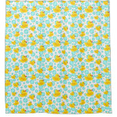 かわいい黄色いゴムダッキー（アヒルちゃん）と泡パターン シャワーカーテン (正面)