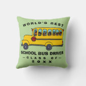 かわいい黄色いスクールバスの世界最高ののバス運転手 クッション (裏面)