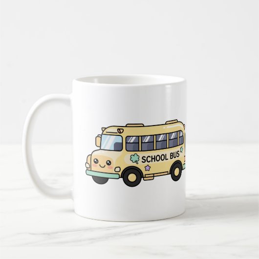 かわいい黄色いスクールバス 先生への感謝を込めて コーヒーマグカップ (左)