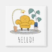 かわいい黄色いソファこんにちは マグネット (正面)