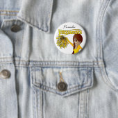 かわいい黄色いチアリーダーの女の子をパーソナライズ 缶バッジ (インサイチュ)