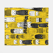 かわいい黄色いドードル猫ニャー フリースブランケット (正面(横))