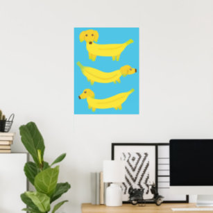 かわいい黄色いバナナ犬グラフィック ポスター