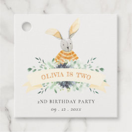 かわいい黄色いバニーの葉の任意の年齢誕生日 フェイバータグ