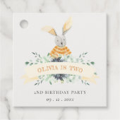 かわいい黄色いバニーの葉の任意の年齢誕生日 フェイバータグ (正面)