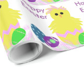 かわいい黄色いピンクのひよこ卵 ラッピングペーパー (ロールコーナー)