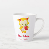 かわいい黄色いフクロウ3年生 カフェラテマグ (右)