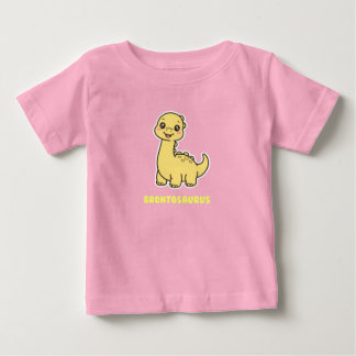 かわいい黄色いベイビーブロントサウルス・恐竜ちびキャラ ベビーTシャツ