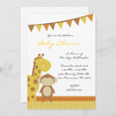 かわいい黄色いベビーシャワー 招待状 (正面/裏面)