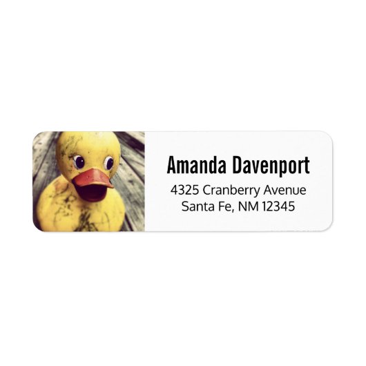 かわいい黄色いラバーアヒルの写真 ラベル (正面)