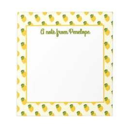 かわいい黄色いレモン柑橘系フルーツパターン名 ノートパッド