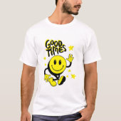 かわいい黄色い幸せな気分のキャラクターアート Tシャツ (正面)