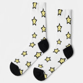 かわいい黄色い星の黒いアウトライン柄 ソックス (左)