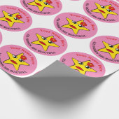 かわいい黄色い星ガールパワー女性は美しい ラッピングペーパー (角)