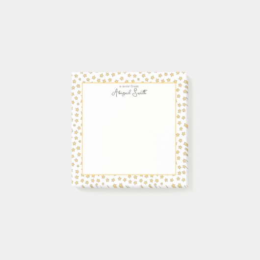 かわいい黄色い星模様の子供たちポストイットノート ポストイット (正面)