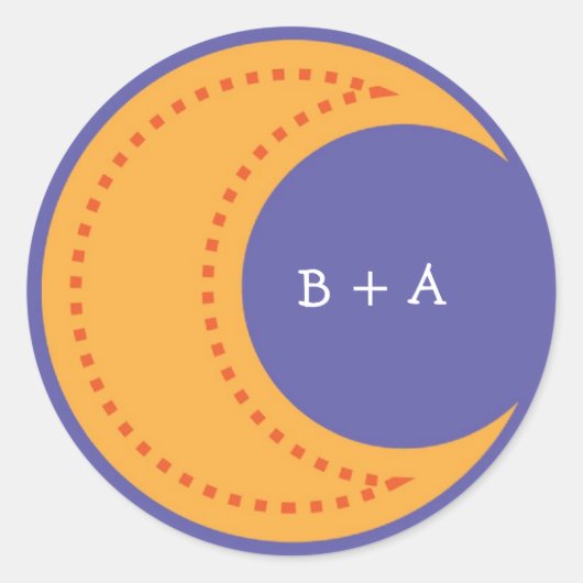 かわいい黄色い漫画の月（夜）封筒用シール ラウンドシール (正面)