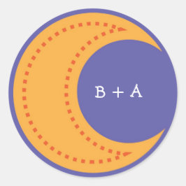 かわいい黄色い漫画の月（夜）封筒用シール ラウンドシール