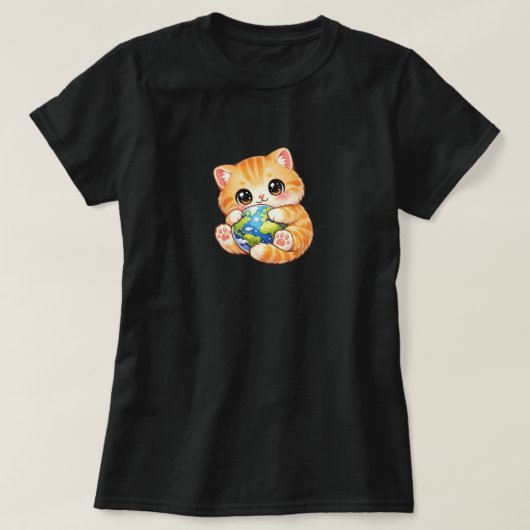 かわいい黄色い猫のキャラクター Tシャツ (デザイン正面)