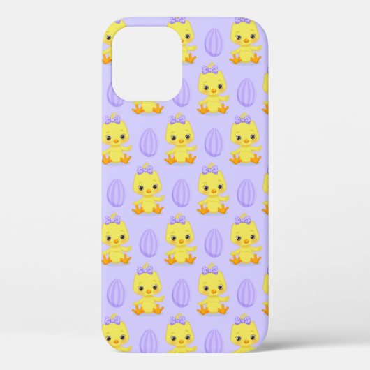 かわいい黄色い紫色のニワトリイースターパターン Case-Mate iPhoneケース (裏面)