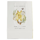 かわいい黄色い葉の服ベビーシャワー ミディアムペーパーバッグ (裏面)