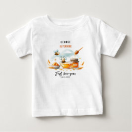 かわいい黄色い蜂とひまわりの1st Bee-Day 誕生日 ベビーTシャツ