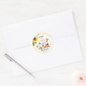 かわいい黄色い蜂とひまわりの1st Bee-Day 誕生日 ラウンドシール (封筒)