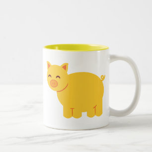 かわいい黄色い豚 ツートーンマグカップ