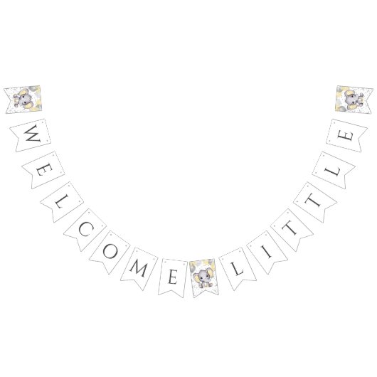 かわいい黄色い象の風船ベビーシャワー バンティングフラッグ (全)