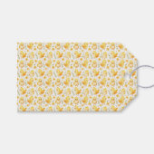 かわいい黄色い雛と花 ギフトタグ (正面(横))