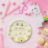 かわいい黄色い（昆虫）マルハナバチとひまわり赤ちゃんシャワー ペーパープレート (パーティー)
