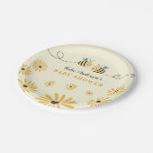かわいい黄色い（昆虫）マルハナバチとひまわり赤ちゃんシャワー ペーパープレート (アングル)