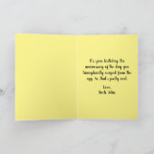 かわいい黄色おもしろいいチキンユーモアバルーン誕生日 カード (内部)