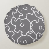 かわいい黄色とグレーエレファントキッズ装飾用クッション ラウンドクッション (裏面)