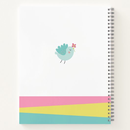 かわいい黄色とターコイズのラマがキスするカワイイスクール ノートブック (裏面)