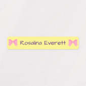 かわいい黄色とピンクの弓ガールズ名キッズ ラベル (デザイン1)