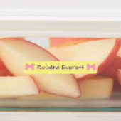 かわいい黄色とピンクの弓ガールズ名キッズ ラベル (貼付)