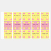 かわいい黄色とピンクの弓ガールズ名キッズ ラベル (シート)