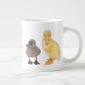 かわいい黄色と灰色のアヒルの写真 ジャンボコーヒーマグカップ (右)